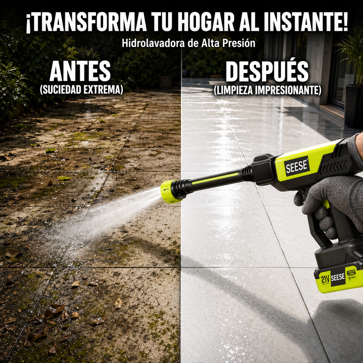 HidroFlex™: Hidrolavadora Pórtatil de Alta Presión Para Limpiar Todo en Minutos
