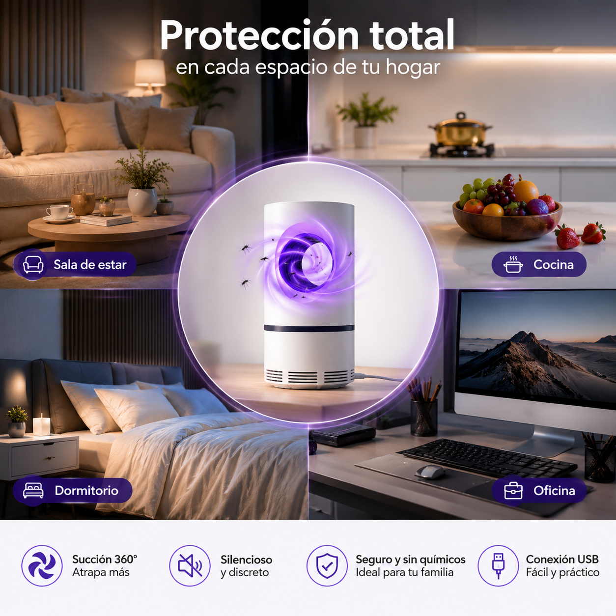 Trampa UV Anti-Mosquitos™: Duerme sin Zumbidos, sin Químicos, para Siempre