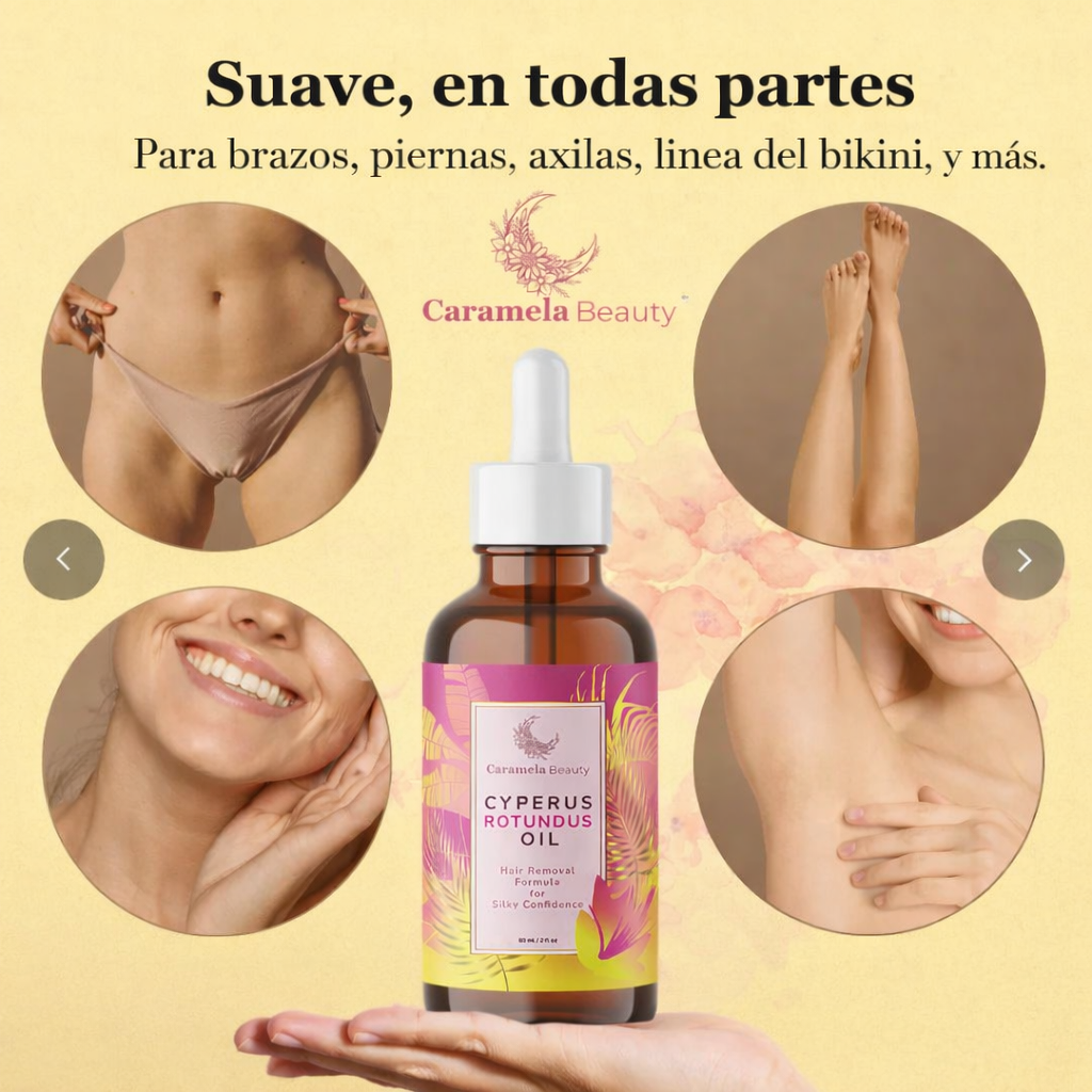 Aceite Cyperus Rotundus™: Frena el Vello, Hidrata tu Piel Naturalmente.