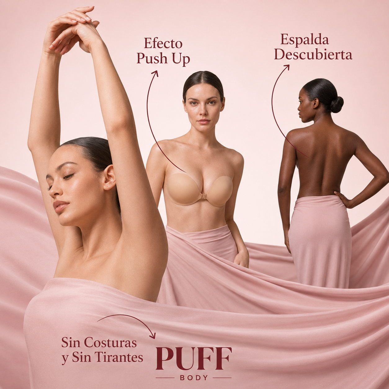 2x1 Puff Brasier Adhesivo Invisible™: Levanta tu Busto. Desaparece el Brasier.