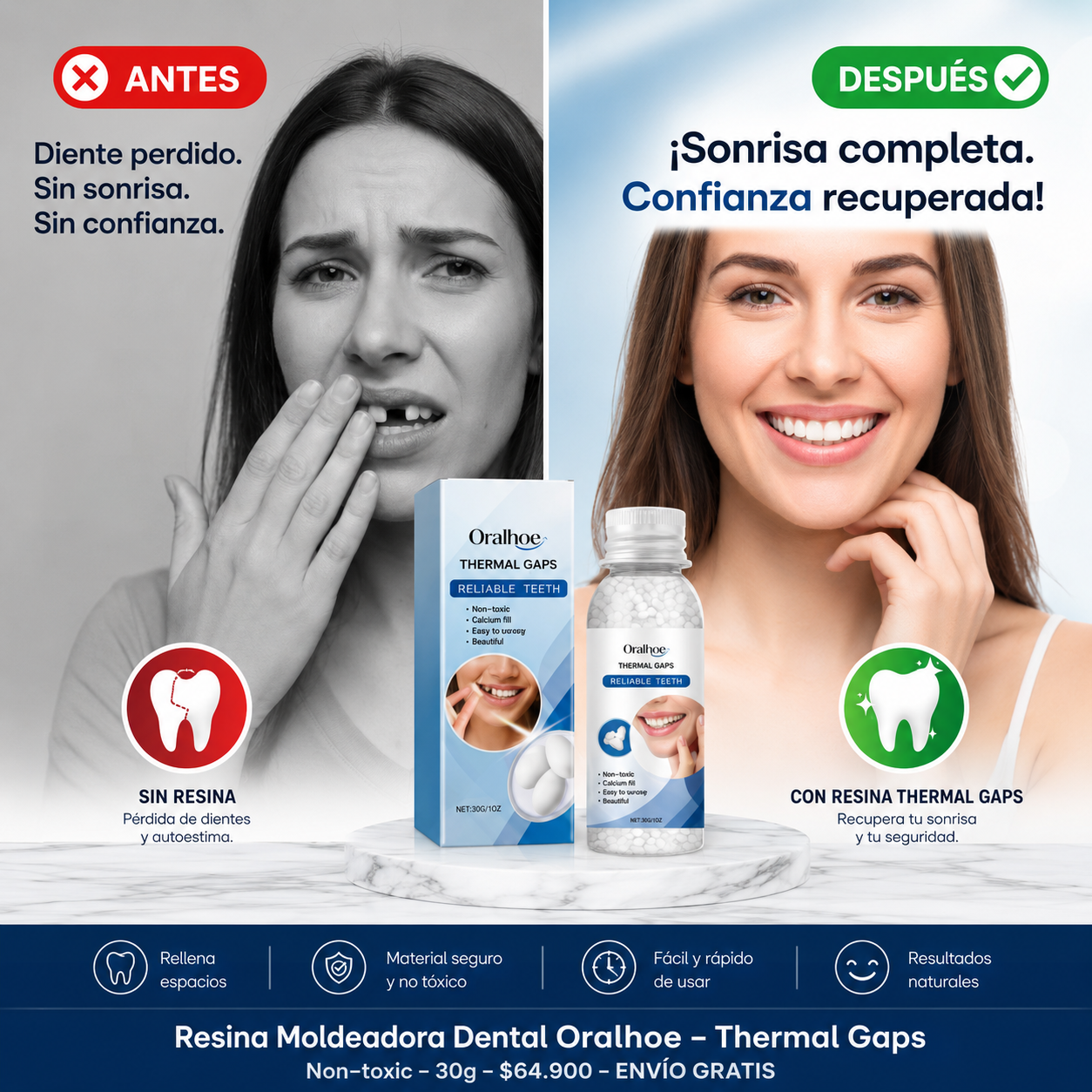 Resina Moldeadora Dental™: Sonríe Sin Inseguridad en 5 Minutos