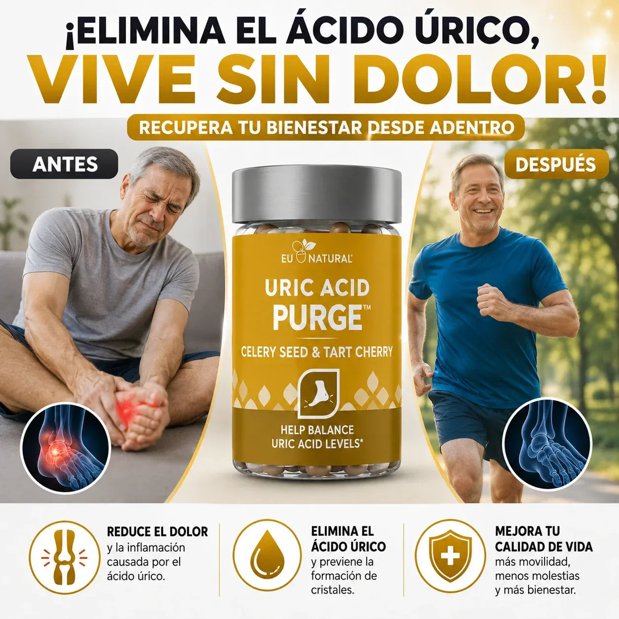 PURGE™: Elimina el Ácido Úrico, Muévete sin Dolor
